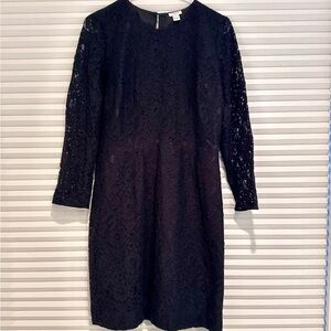 J. Crew Black Long Sleeve Lace Dress